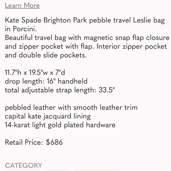 Like New Kate Spade New York Travel Leslie Bag - Picture 11 of 11